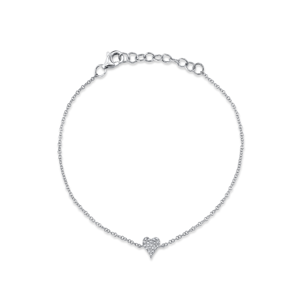 Bracelet Coeur Kate en or blanc avec pav&eacute; de diamant
