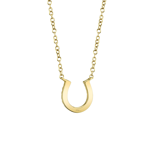 Yellow Gold Horseshoe Pendant with Diamond Pave image number 1