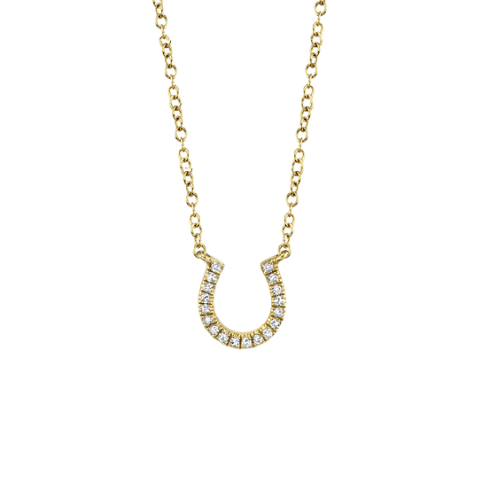 Yellow Gold Horseshoe Pendant with Diamond Pave image number 0