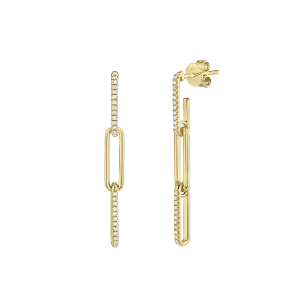 Boucles d'oreilles pendentives Kate en or jaune avec diamants