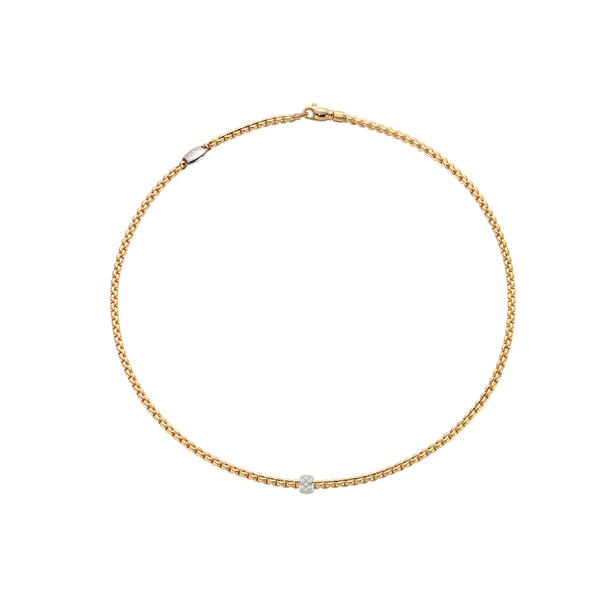 Collier Eka en or jaune avec pav&eacute; de diamants, tr&egrave;s petit mod&egrave;le