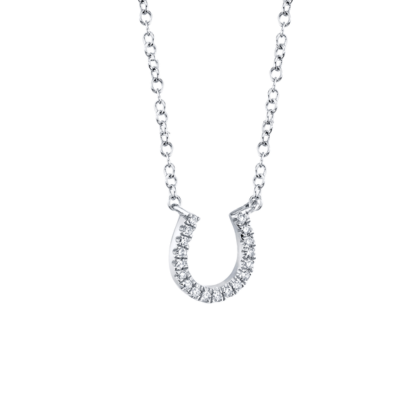 Pendentif fer &agrave; cheval Kate en or blanc avec pav&eacute; de diamant