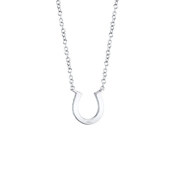Pendentif fer &agrave; cheval Kate en or blanc avec pav&eacute; de diamant