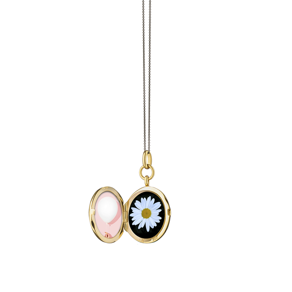 M&eacute;daillon Round Locket X Color en vermeil d'or jaune avec &eacute;mail blanc