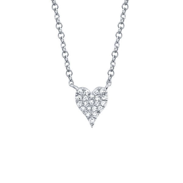 Pendentif coeur Kate en or blanc avec pav&eacute; de diamant