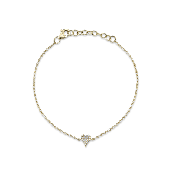 Bracelet Coeur Kate en or jaune avec c&oelig;ur pav&eacute; de diamant