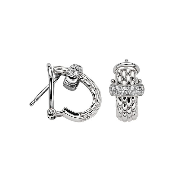Boucles d'oreilles anneaux Vendome en or blanc avec diamants