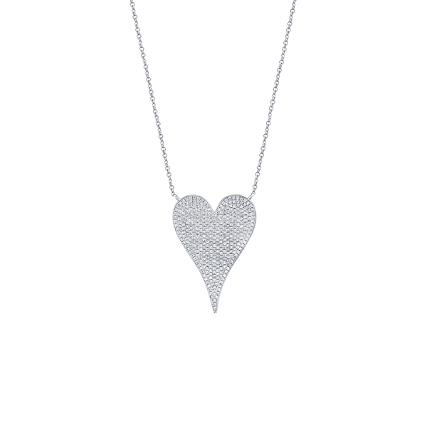 Pendentif coeur Kate en or blanc avec pav&eacute; de diamant