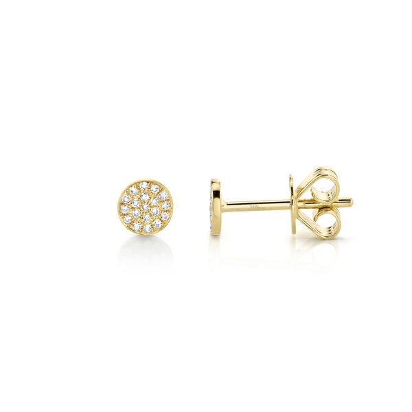 Boucles d'oreilles clous en or jaune avec pav&eacute; de diamant