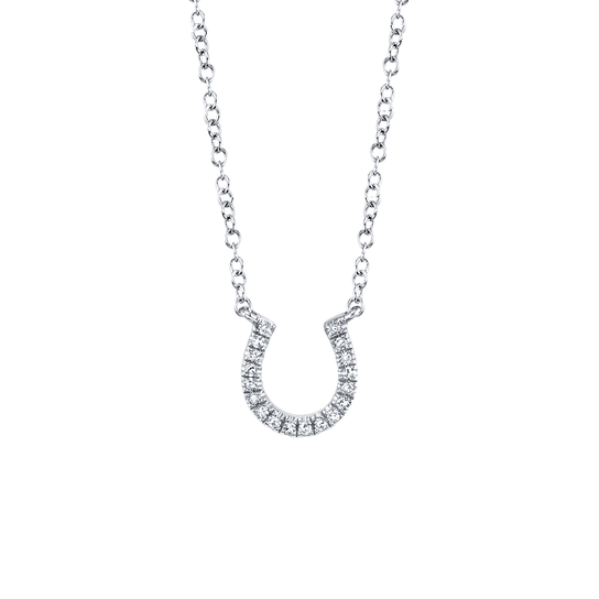 White Gold Horseshoe Pendant with Diamond Pave image number 0