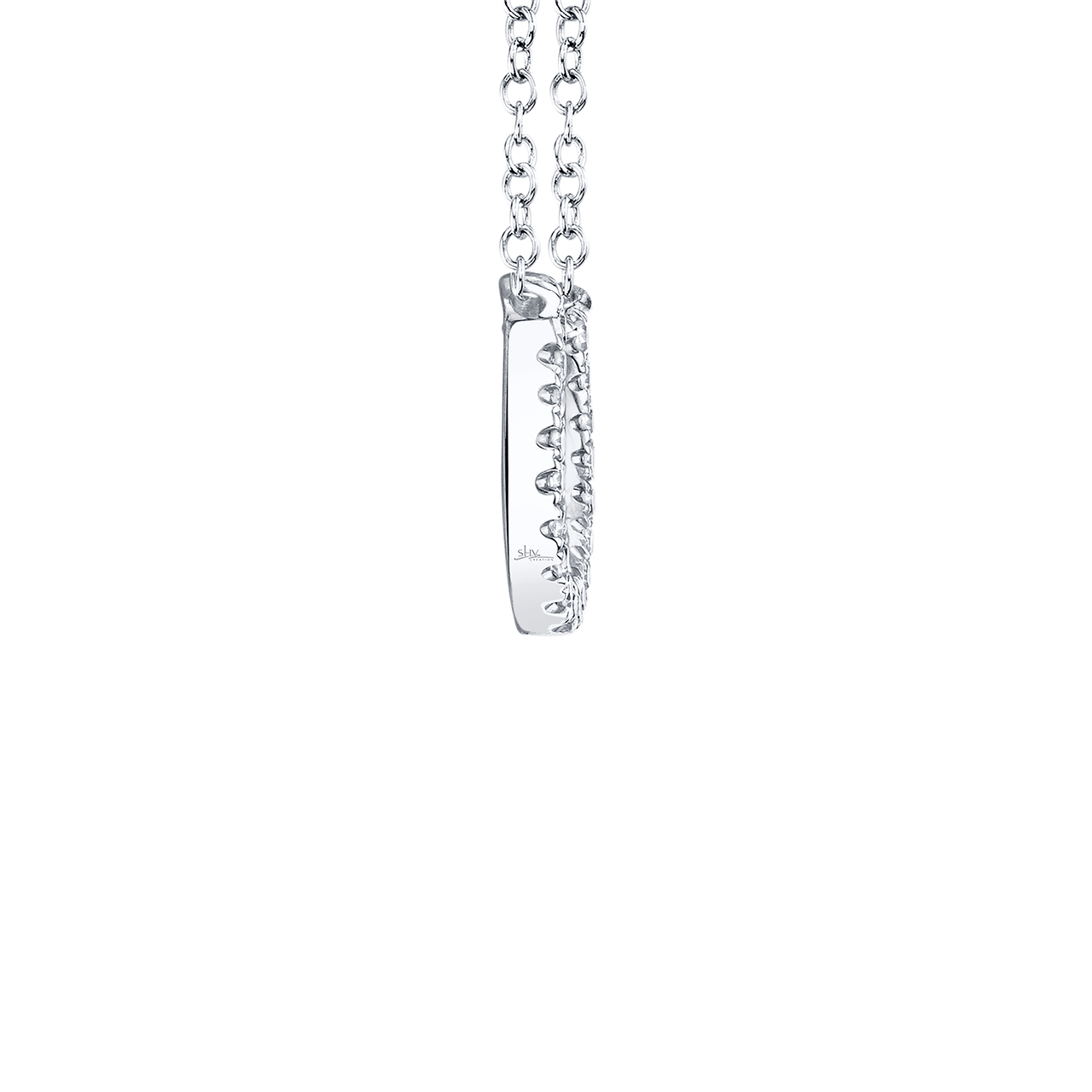 White Gold Horseshoe Pendant with Diamond Pave image number 3