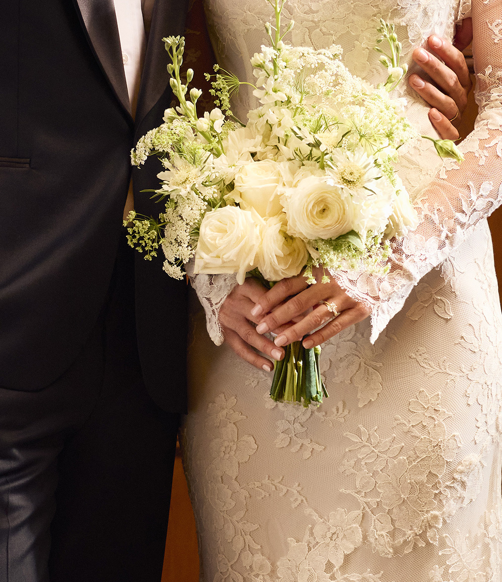 A woman wearing Birks Bridal jewellery.