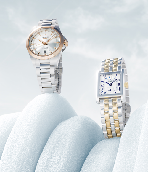 Longines watches on a snowy background