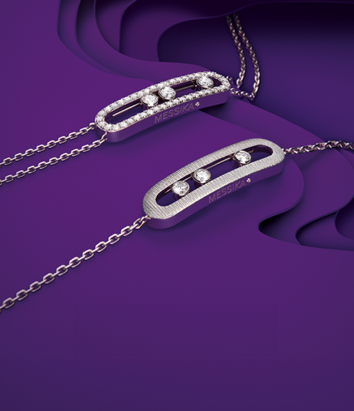 Messika Move jewellery on a purple background