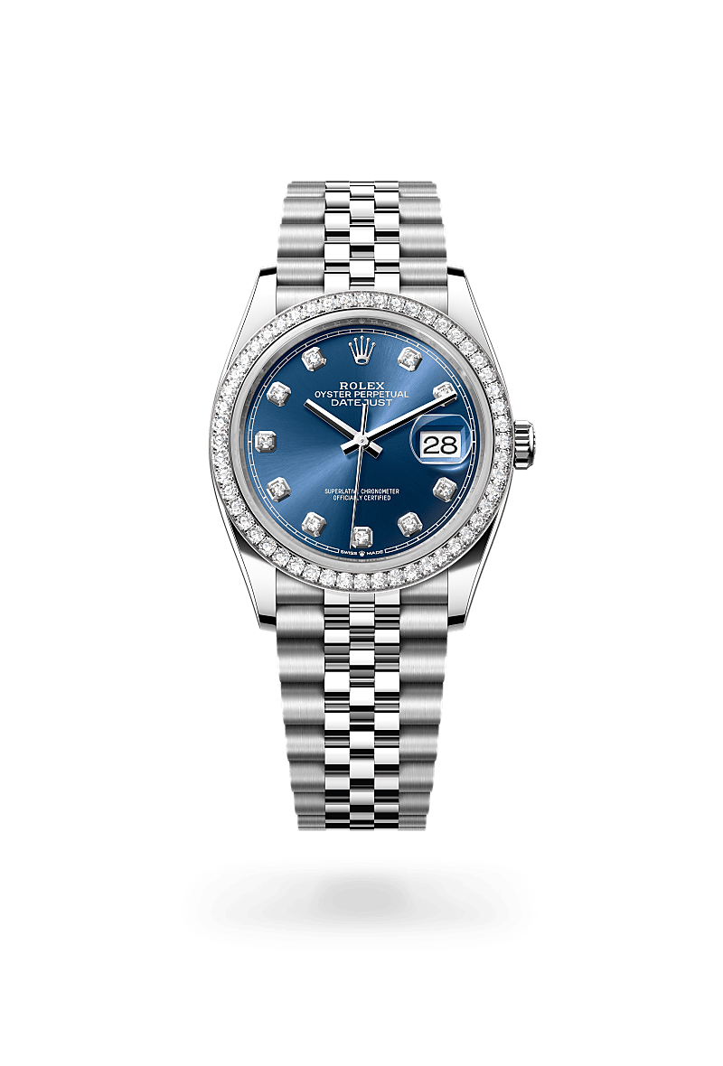 rolex Datejust en acier Oystersteel, or gris et diamants, M126284RBR-0029 - Maison Birks