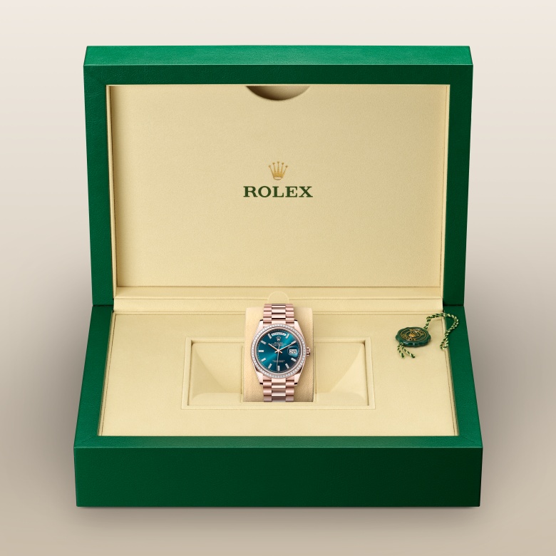 rolex Day-Date in 18 ct Everose gold, M128395TBR-0032 - Maison Birks