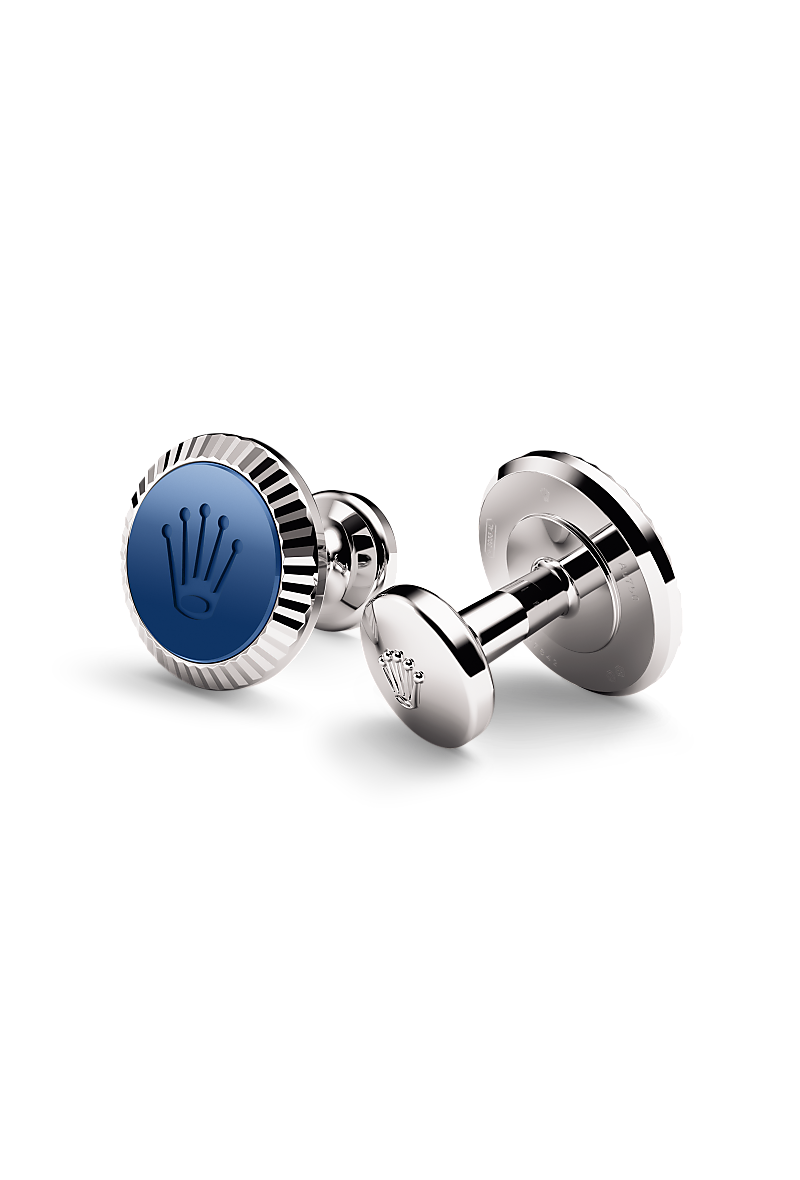 rolex-'Fluted' Cufflinks-White gold and ceramic-A1039-Maison Birks