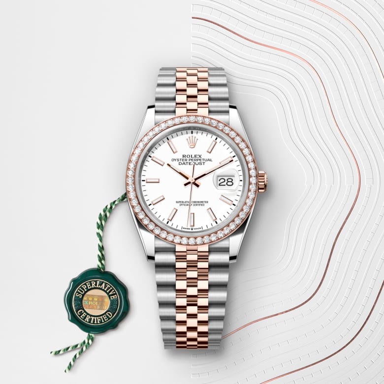 rolex Datejust en acier Oystersteel, or Everose et diamants, M126281RBR-0005 - Maison Birks