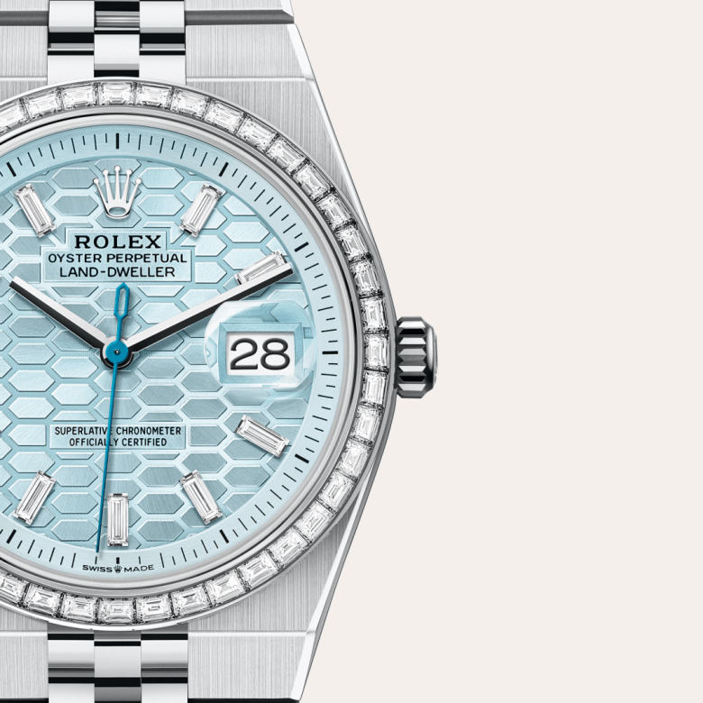 rolex Land-Dweller in Platinum and diamond, M127286TBR-0001 - Maison Birks