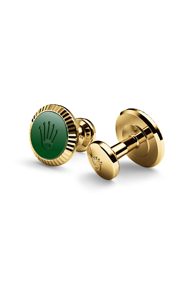 rolex-'Fluted' Cufflinks-Yellow gold and ceramic-A1038-Maison Birks