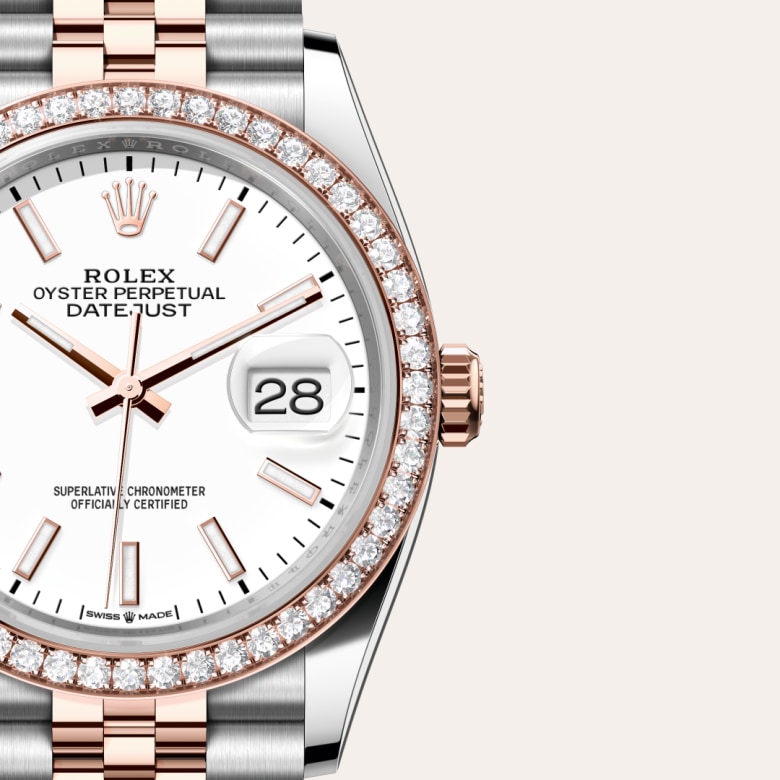rolex Datejust en acier Oystersteel, or Everose et diamants, M126281RBR-0005 - Maison Birks