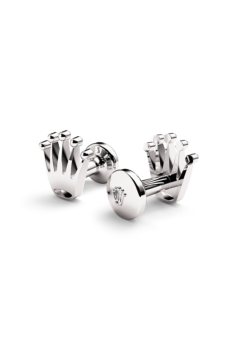rolex-'Crown' Cufflinks-White gold-A1019-Maison Birks