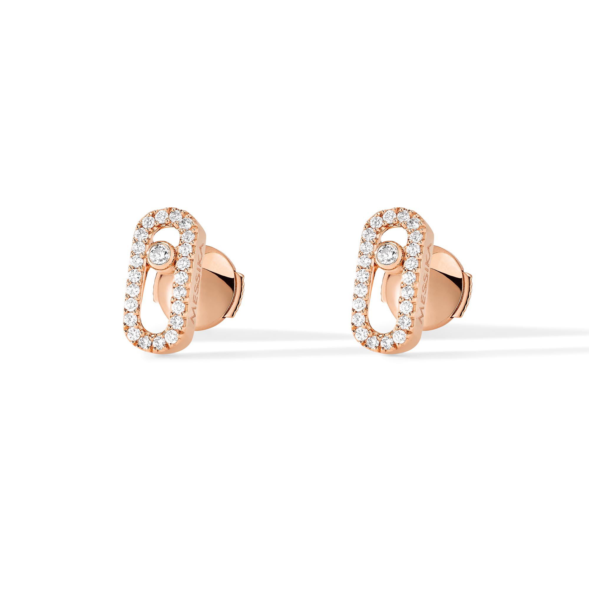 Pink Gold Diamond Stud Earrings Move Uno