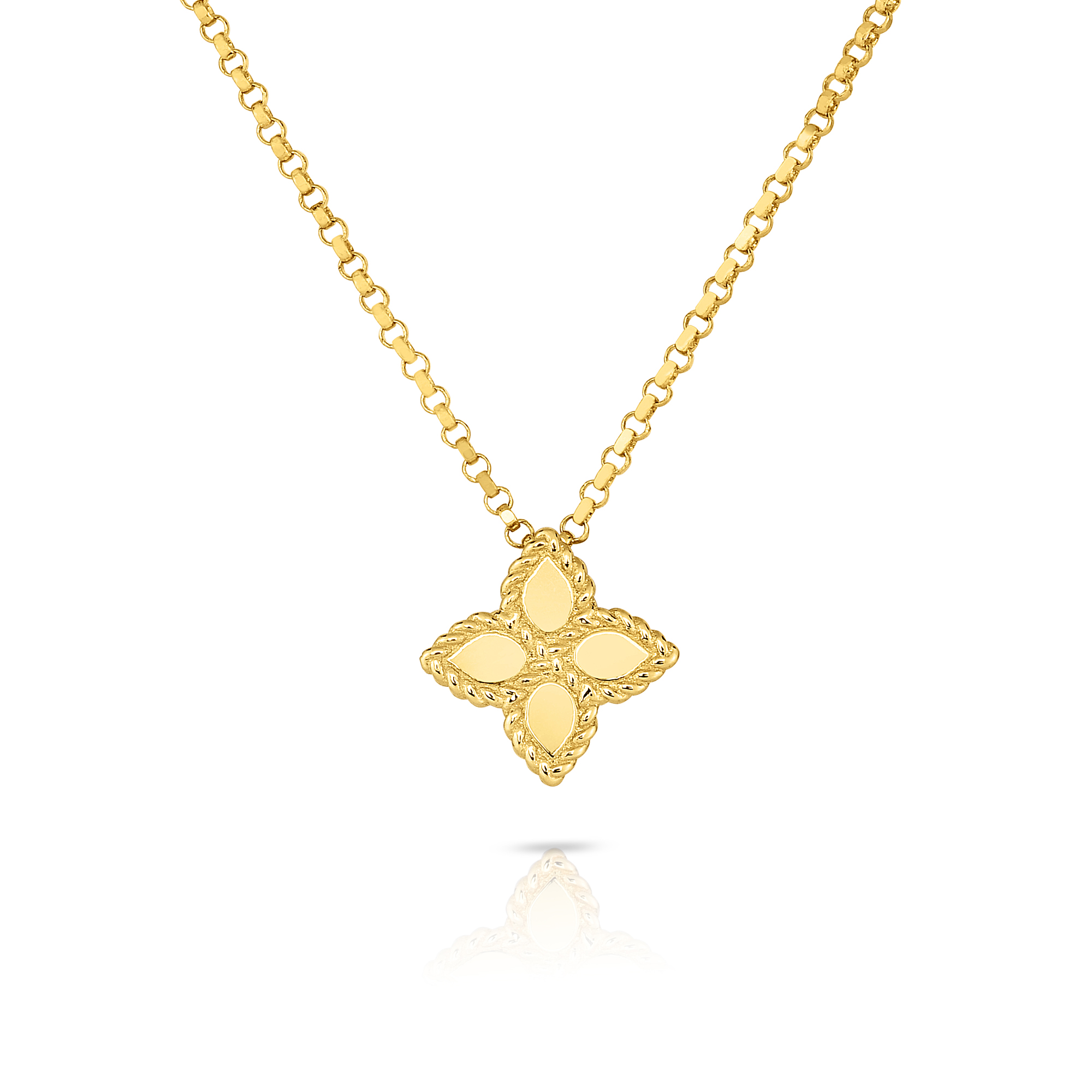 ROBERTO COIN Women S Venetian Princess 18K Yellow Gold 0.15 Tcw Small Flower Pendant Necklace