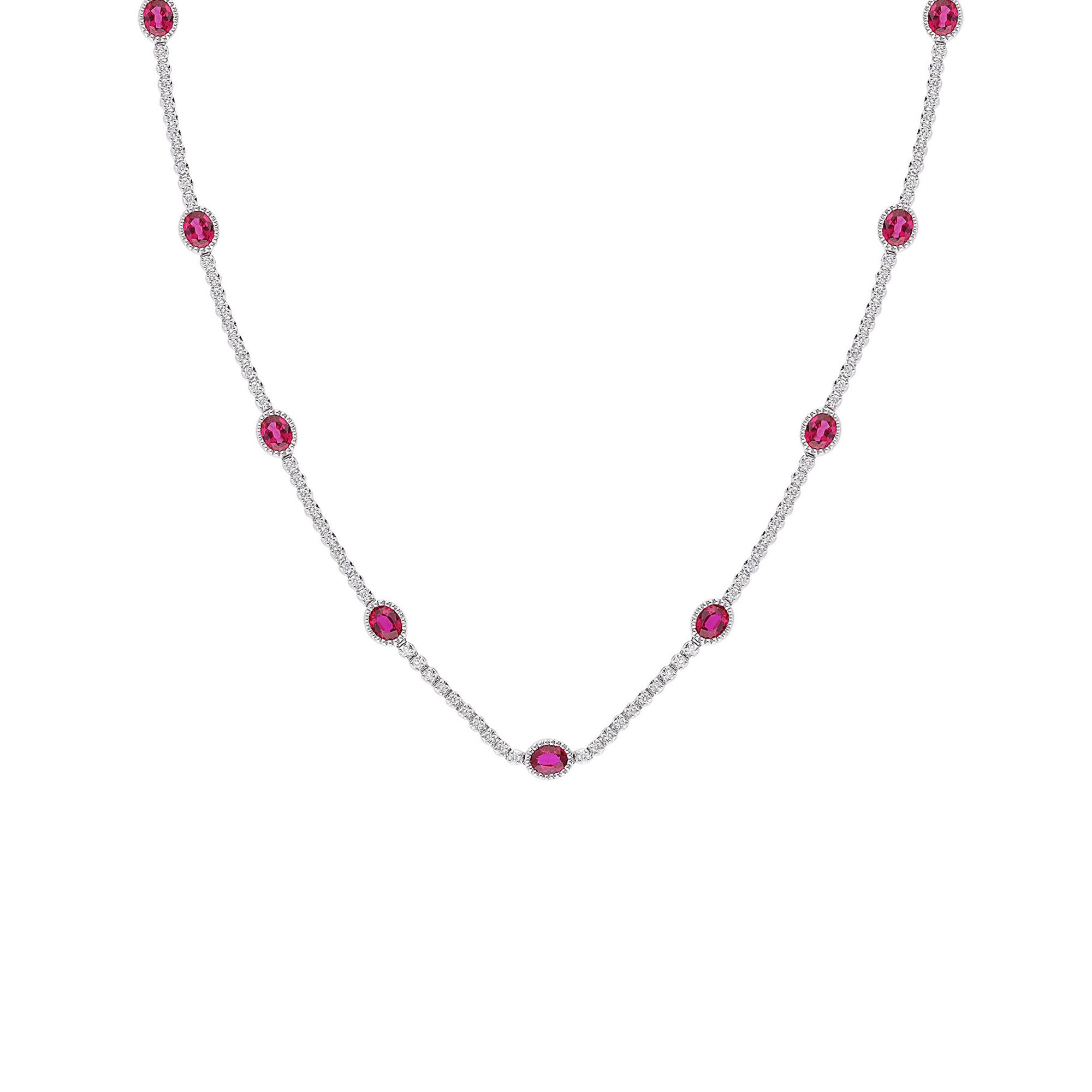 Gold chain with red ruby deals