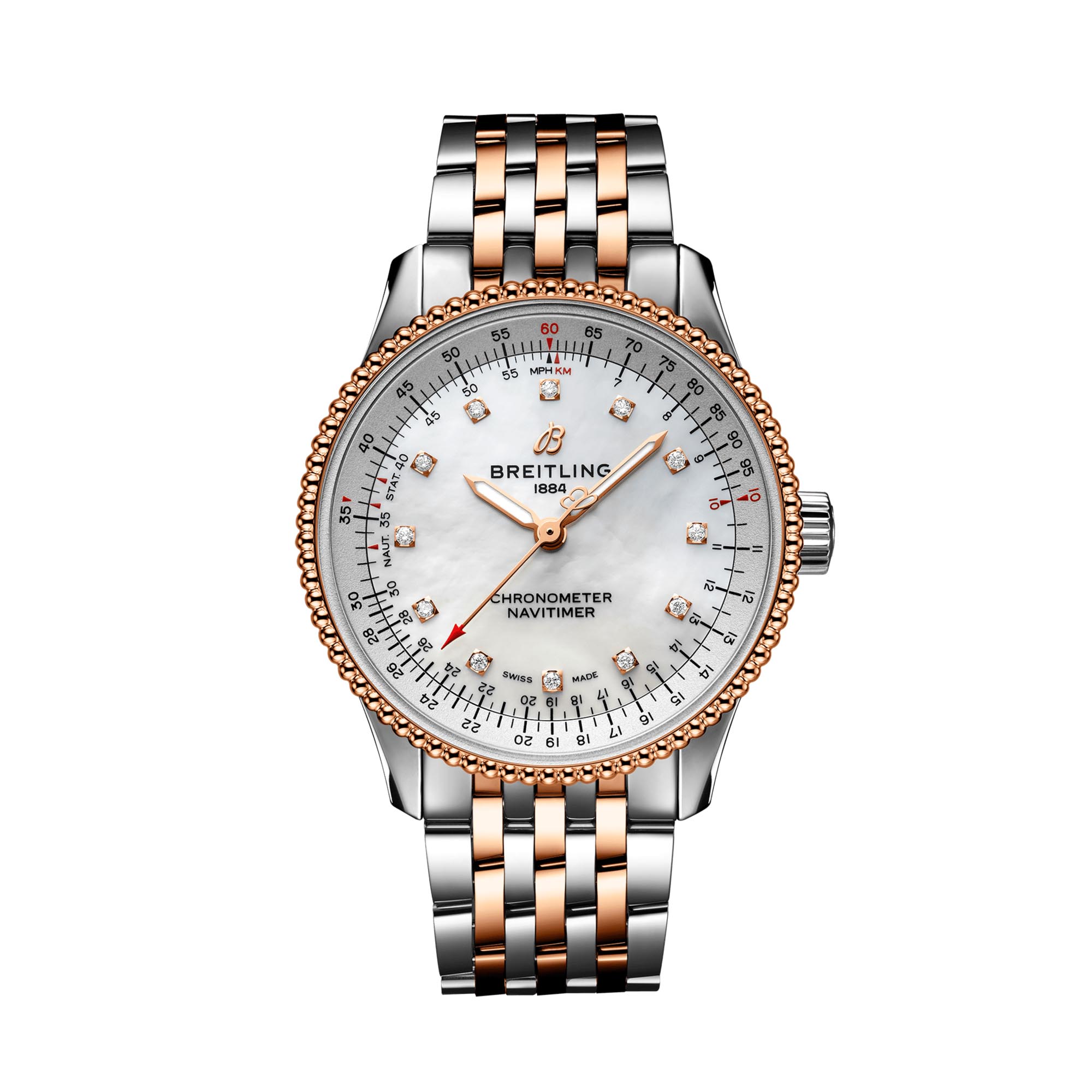 Navitimer Automatic 35 mm Stainless Steel Red Gold and Diamond