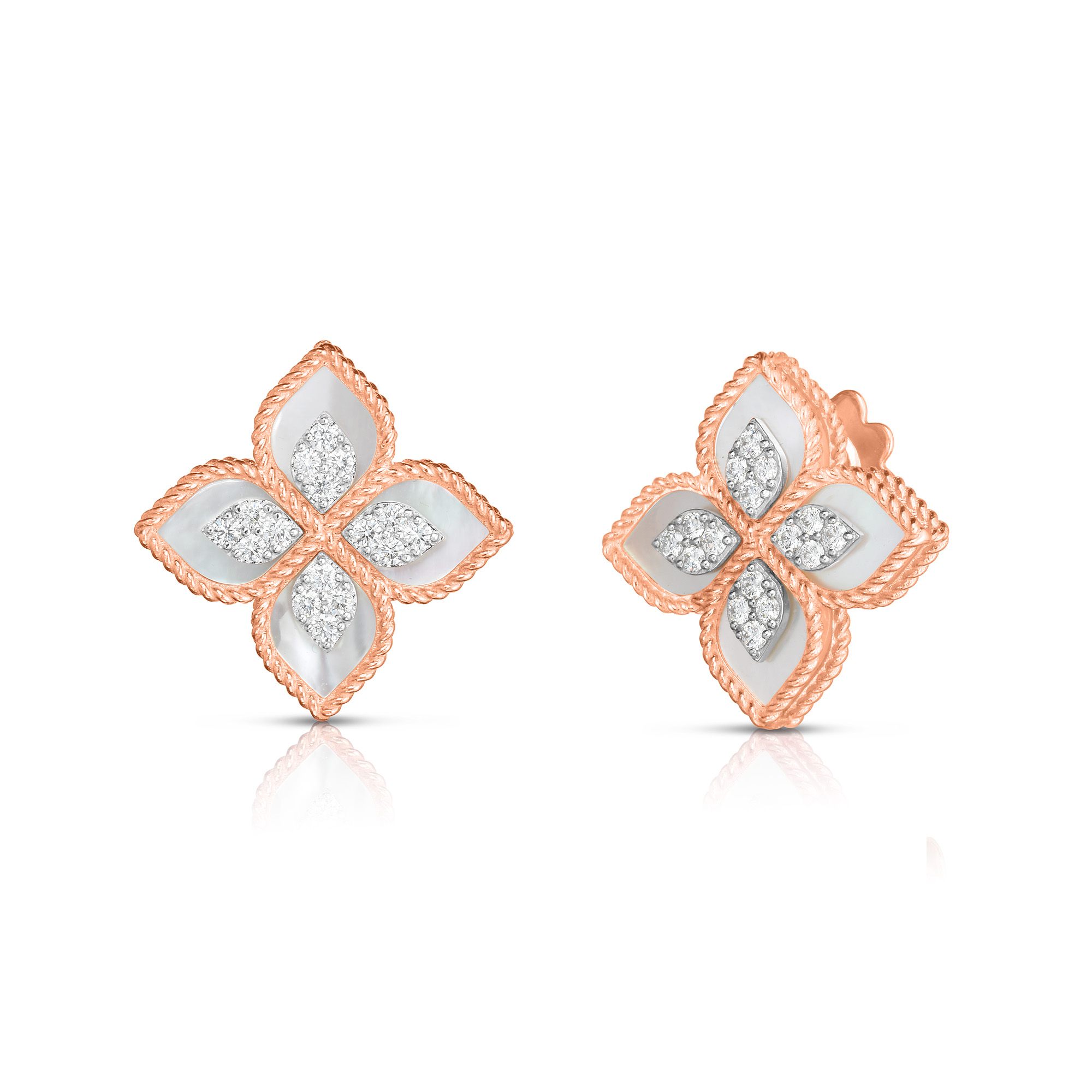 Venetian Princess Rose Gold Mother of Pearl and Diamond Earrings