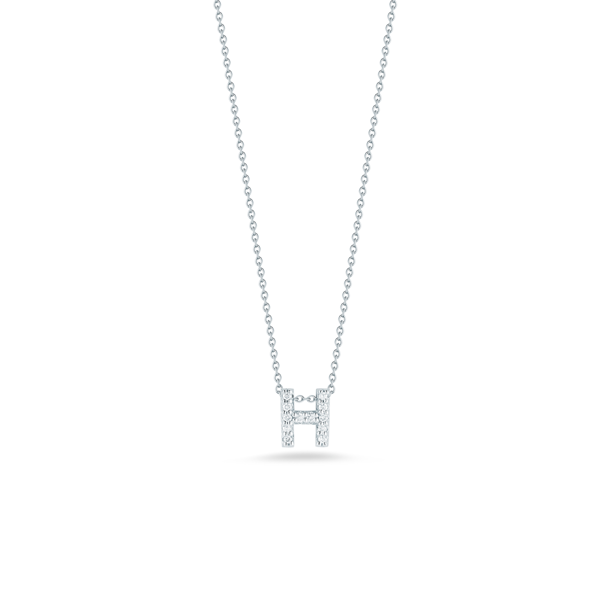 Roberto Coin Tiny Treasures Diamond 18K White Gold Love Letter Pendant Necklace T
