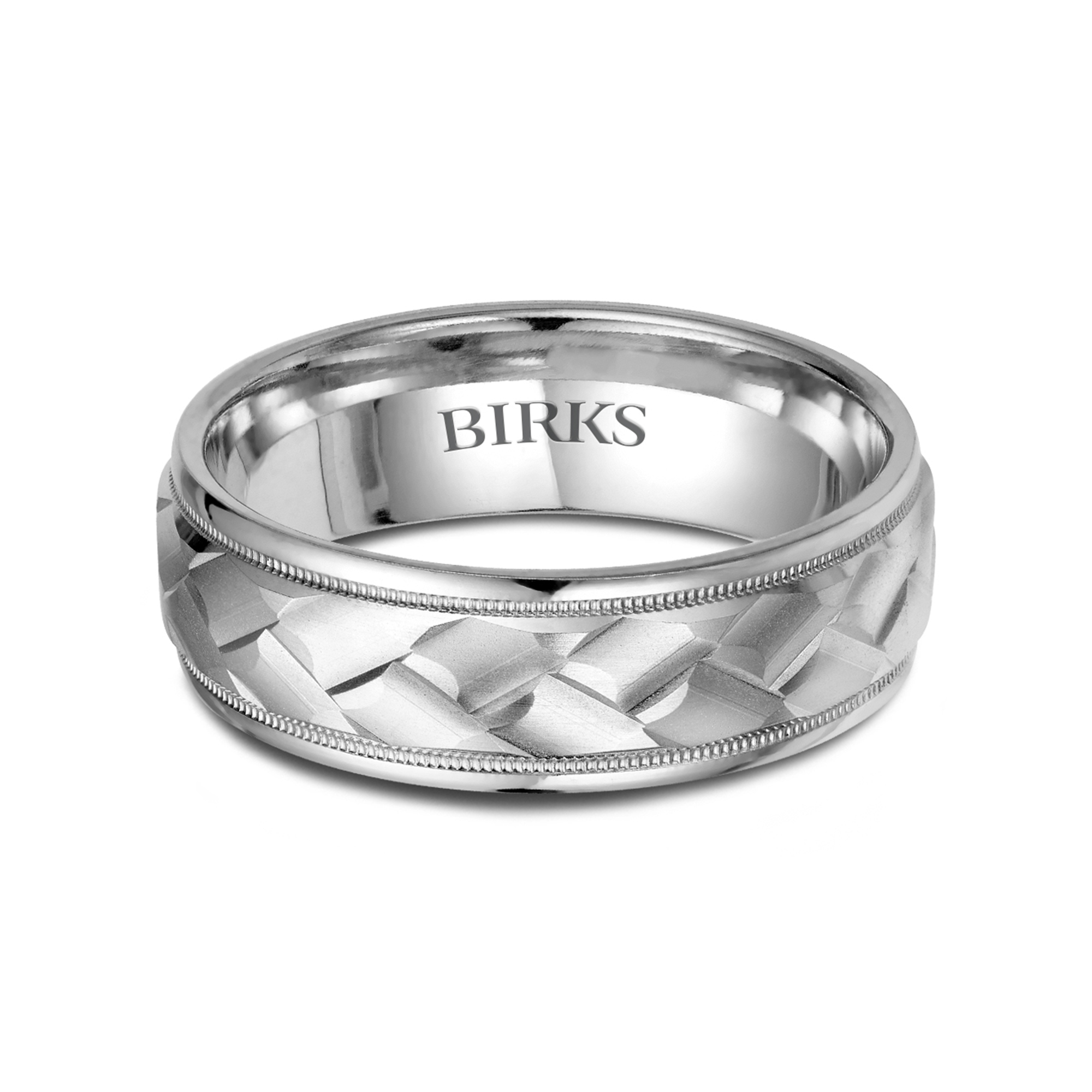 Bijoux Birks 7 MM Braided White Gold Wedding Band