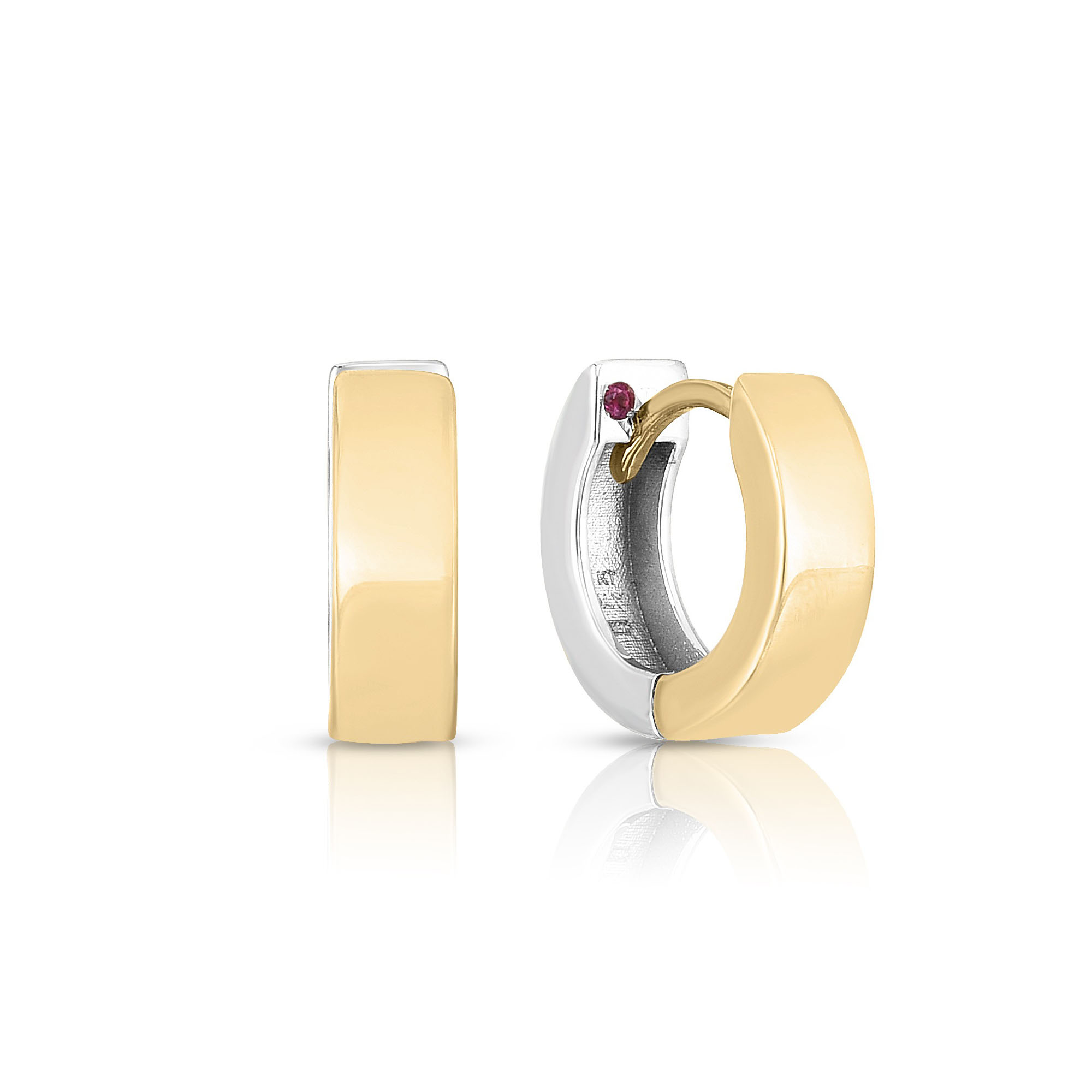 Classic Gold Small Yellow and White Gold Hoop Earrings Roberto Coin 7773294AJER0