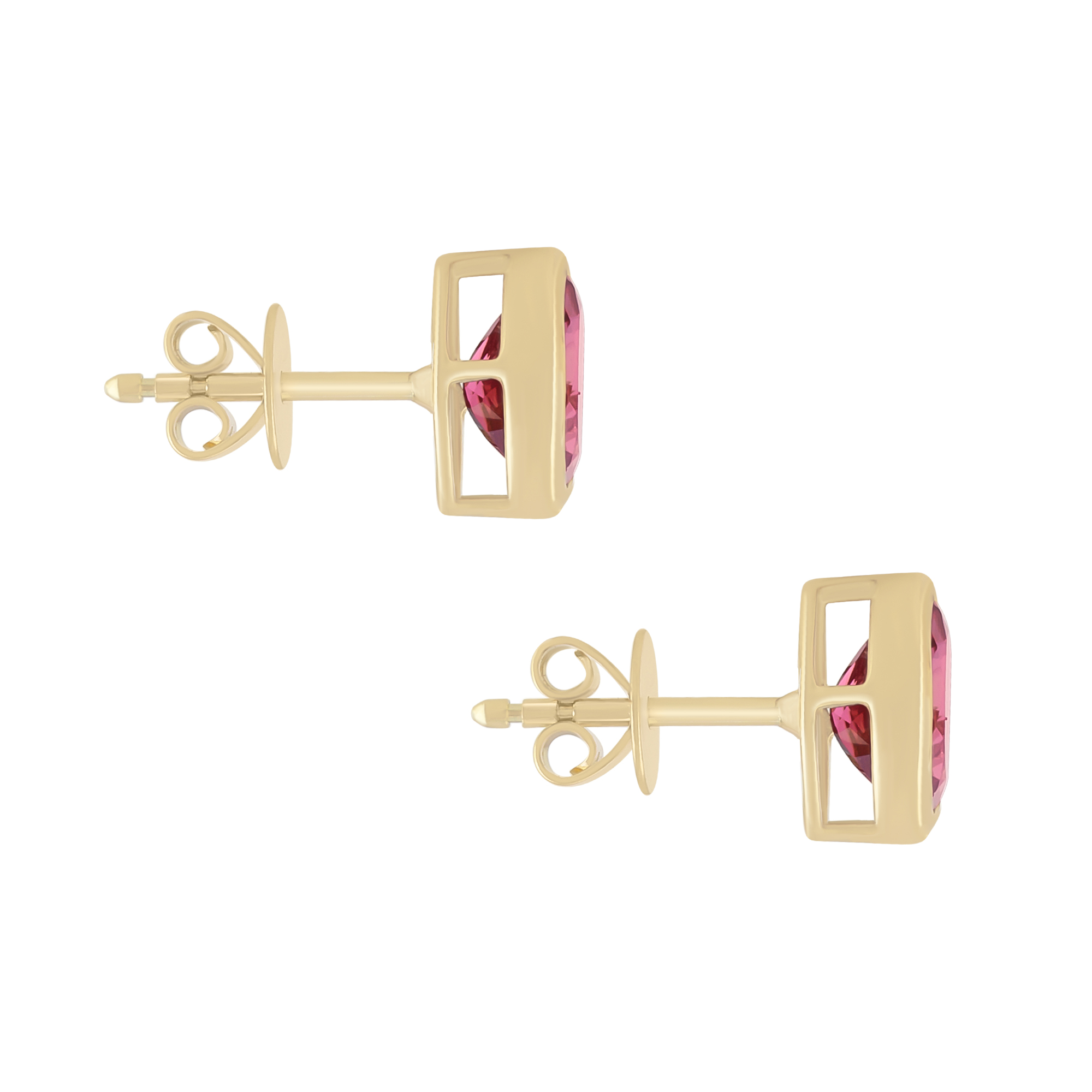 Boucles D'oreilles Dorées Dormeuse Ovale - Mini Perle Et CZ Couleur Tourmaline Rose EH5