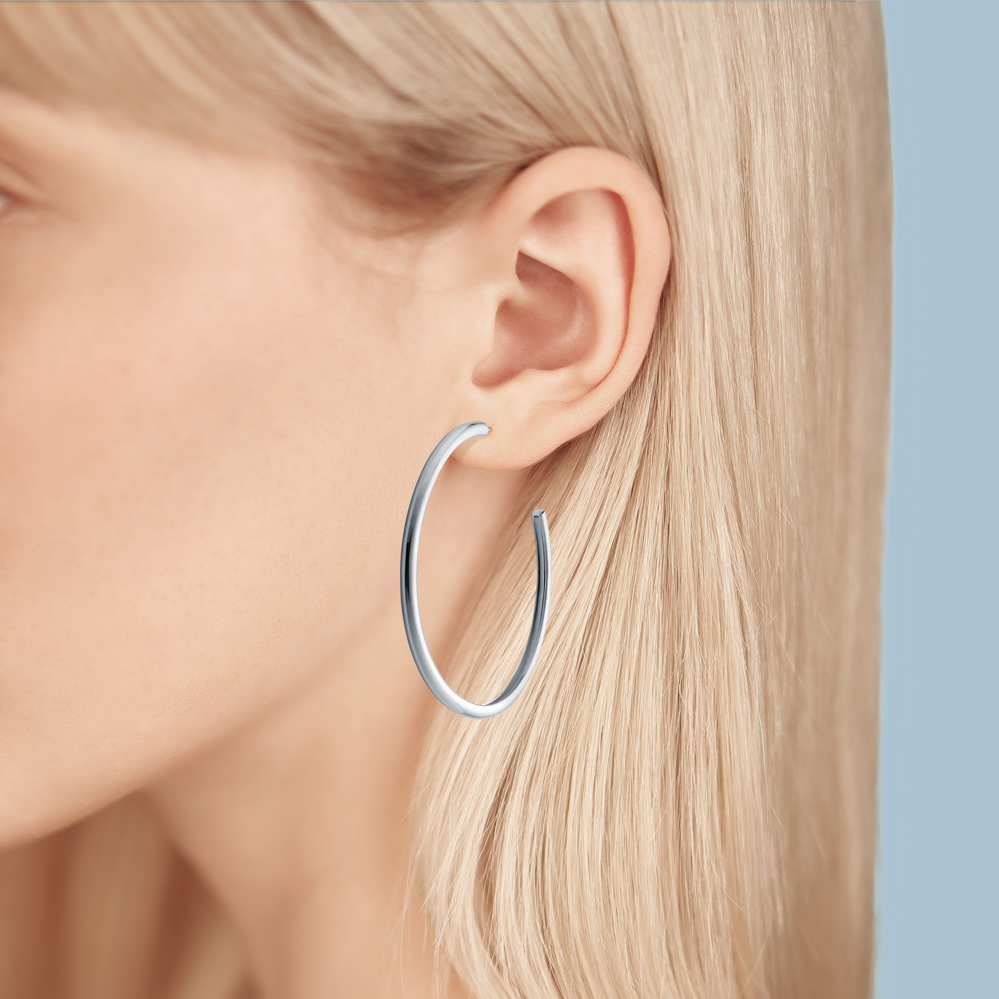 Sterling Silver Hoop Earrings 50mm Birks