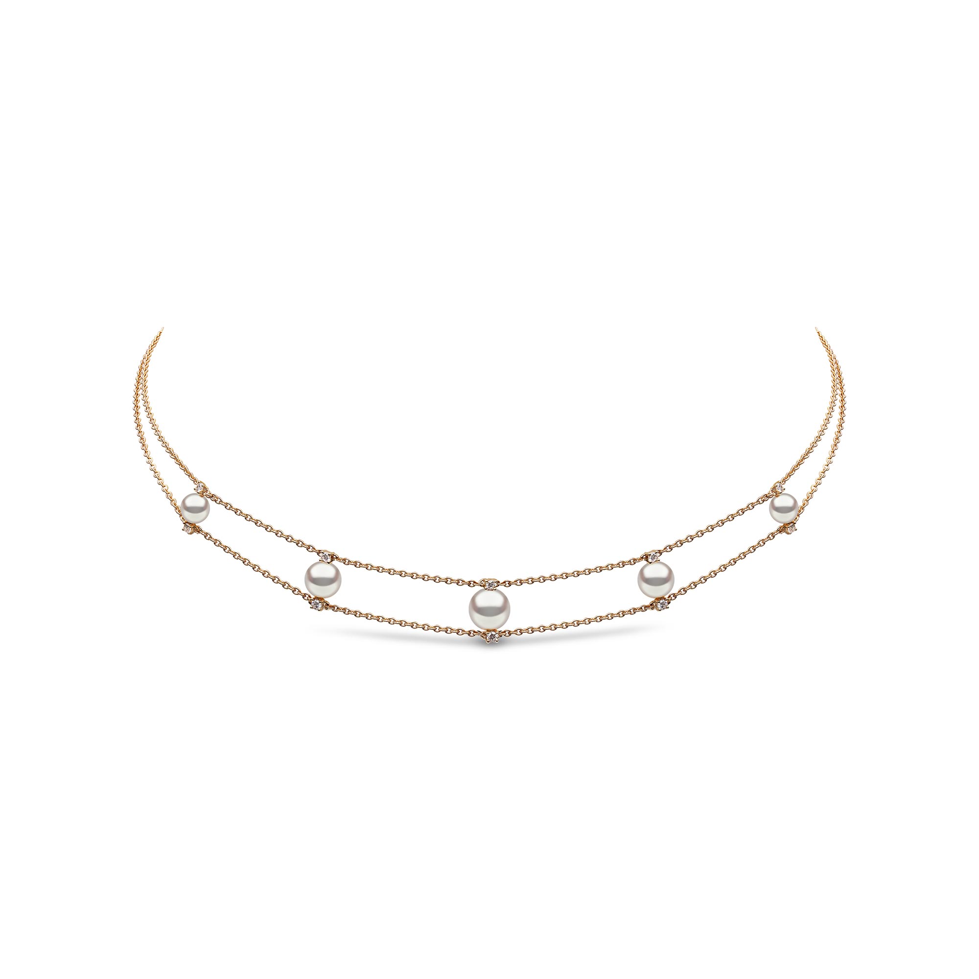 Trend Yellow Gold Pearl and Diamond Necklace | Yoko London