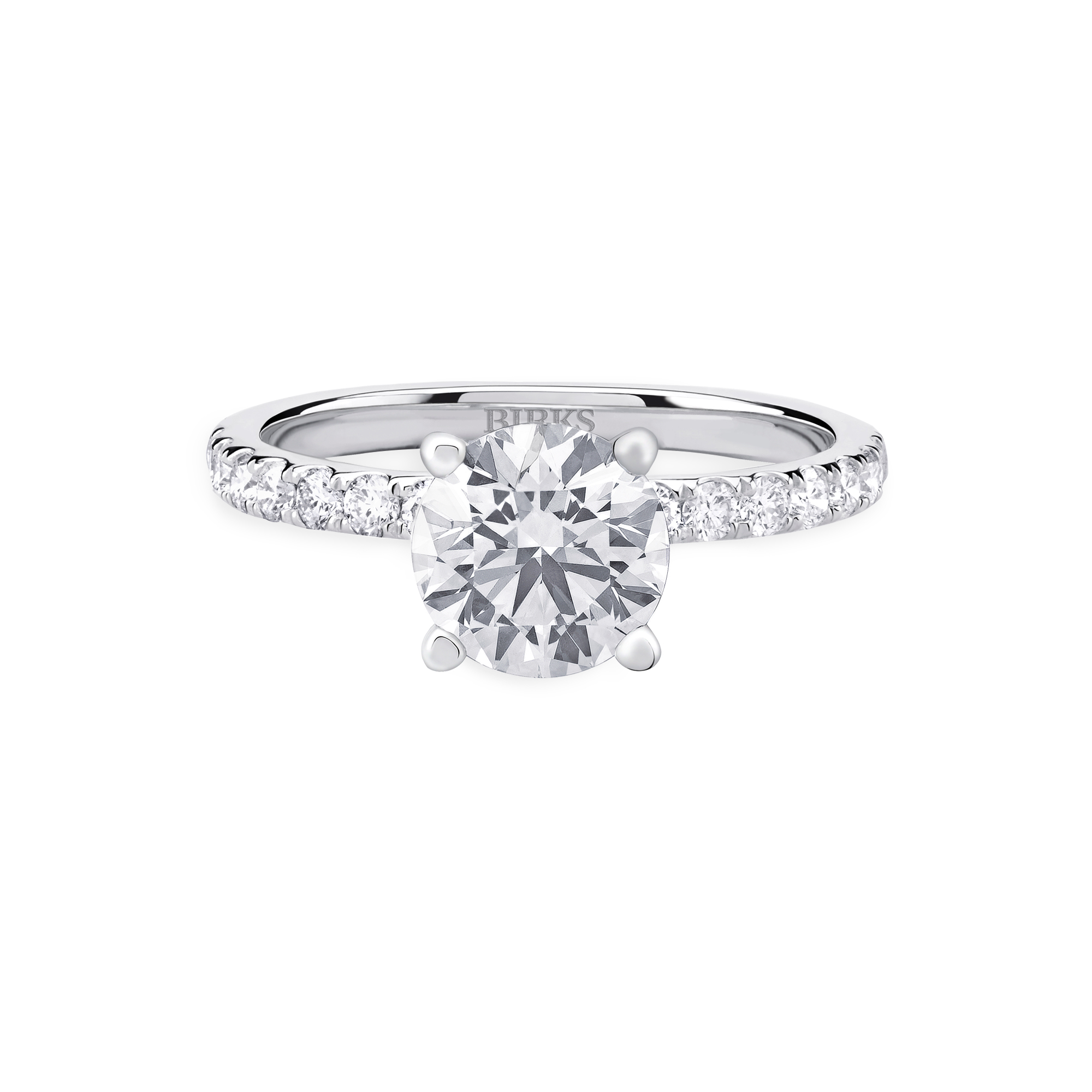 Diamond Solitaire Engagement Ring with Pavé Band | Birks Deco