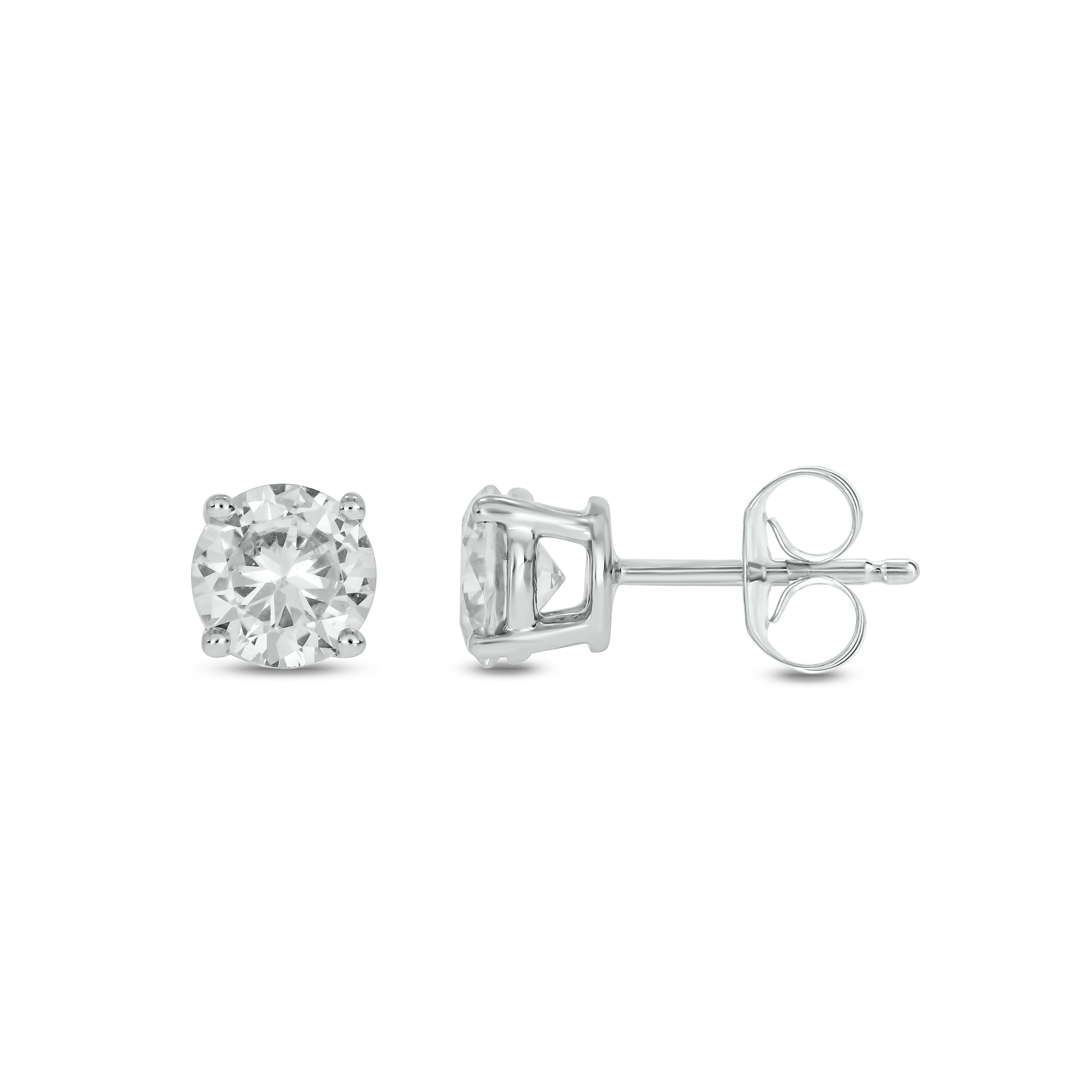 Boucles D'Oreilles En Or Blanc 14K Avec Diamants Simulés 4 Carats - Style Rond Brillant, Neuf Avec Étui