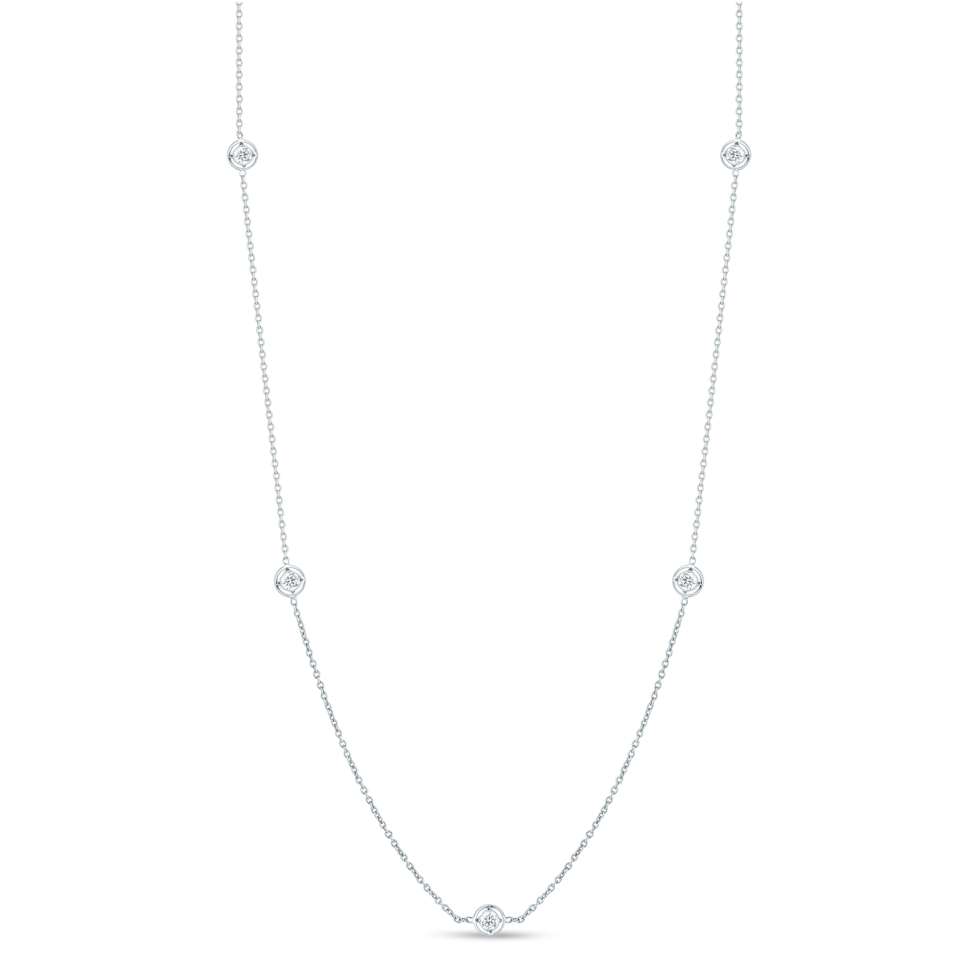 ★ROSEMONT★ SILVER Necklace RC0235 Sterling Silver 5.5 mm Cluster Flower Station Tennis 16.5
