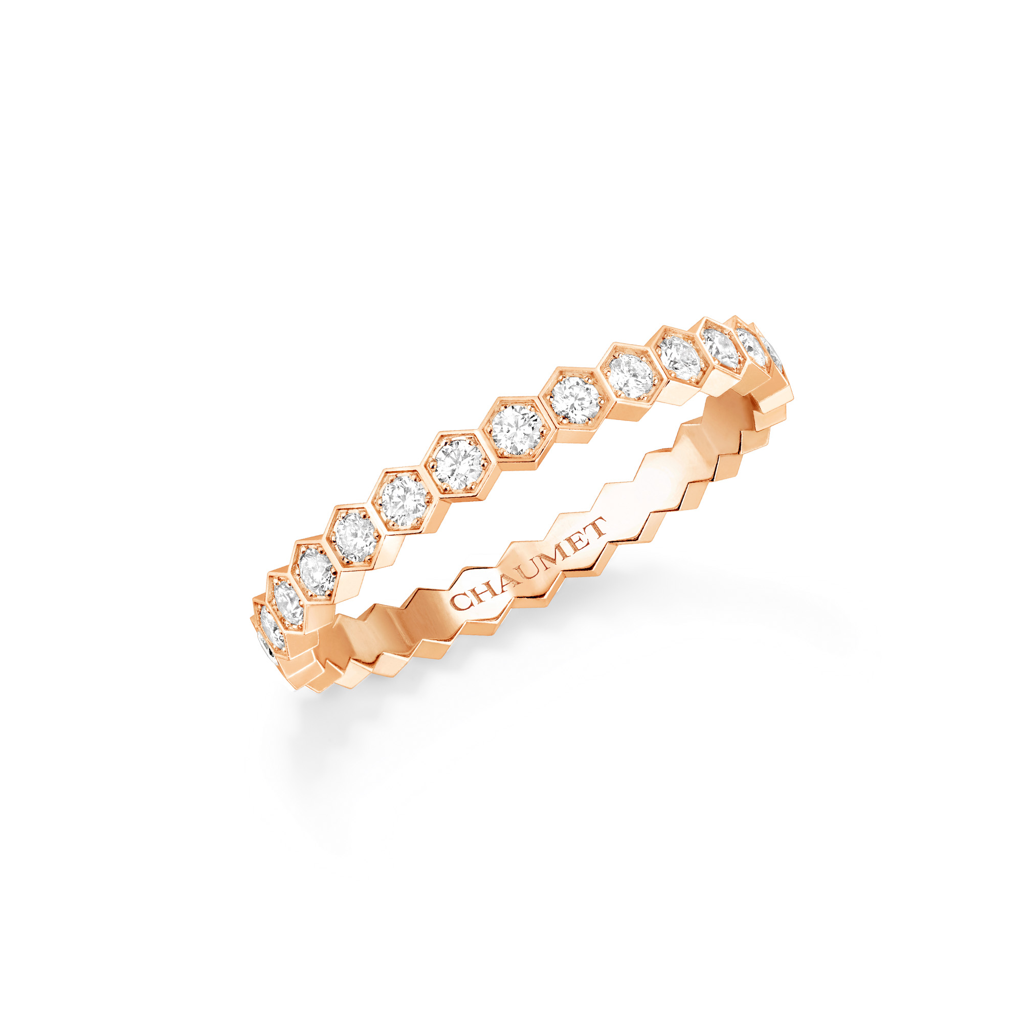 Bee My Love 2.5mm Rose Gold Diamond Pav Ring Chaumet