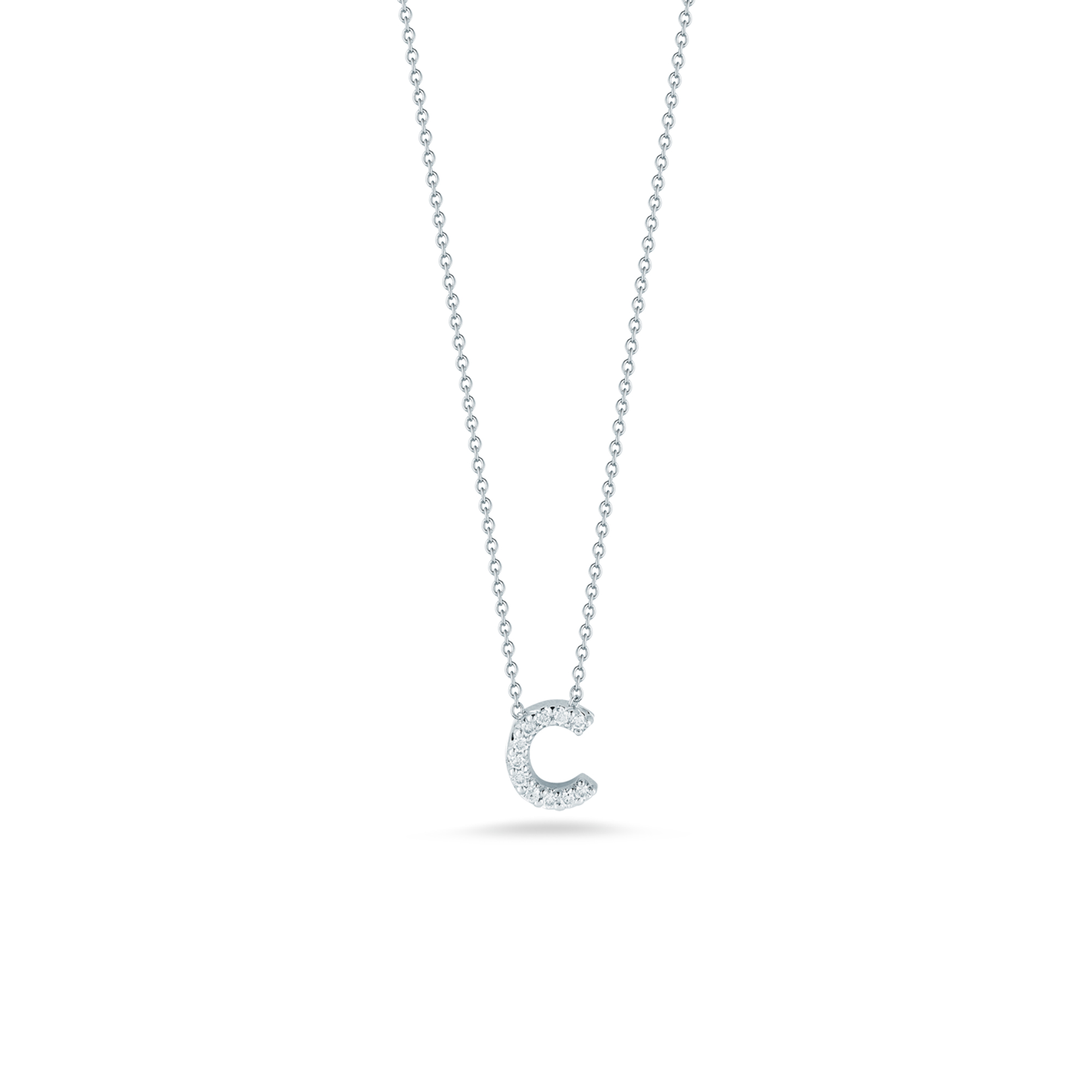 Roberto Coin Tiny Treasures Diamond 18K White Gold Love Letter Pendant Necklace C
