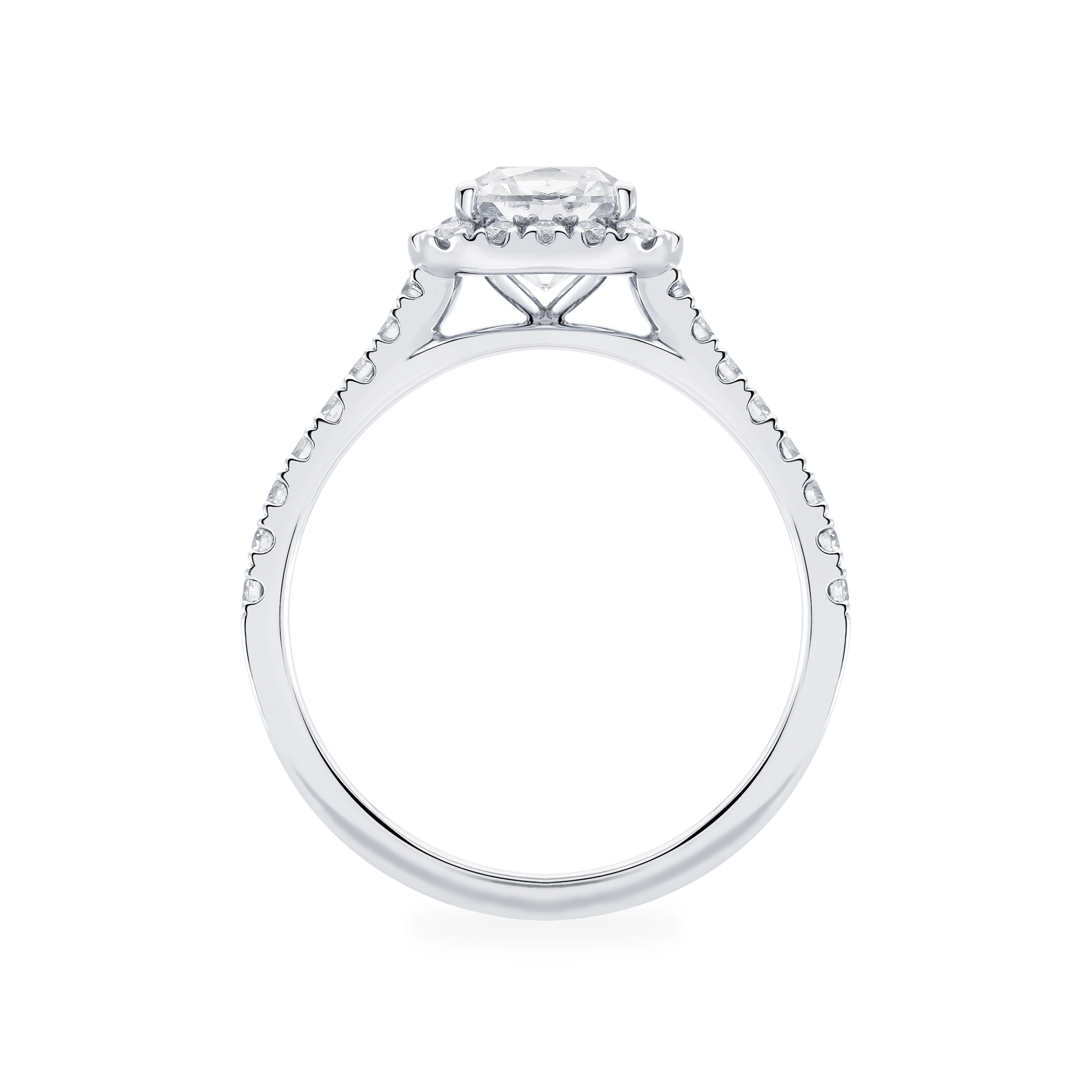 Bague de fian ailles avec diamant de coupe coussin double halo