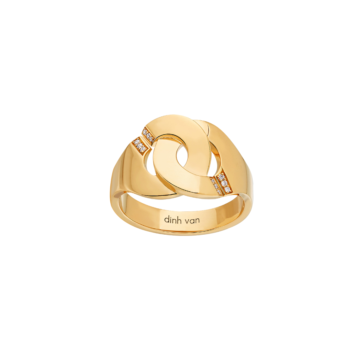Menottes R12 Yellow Gold and Diamond Pavé Ring Dinh Van 267211