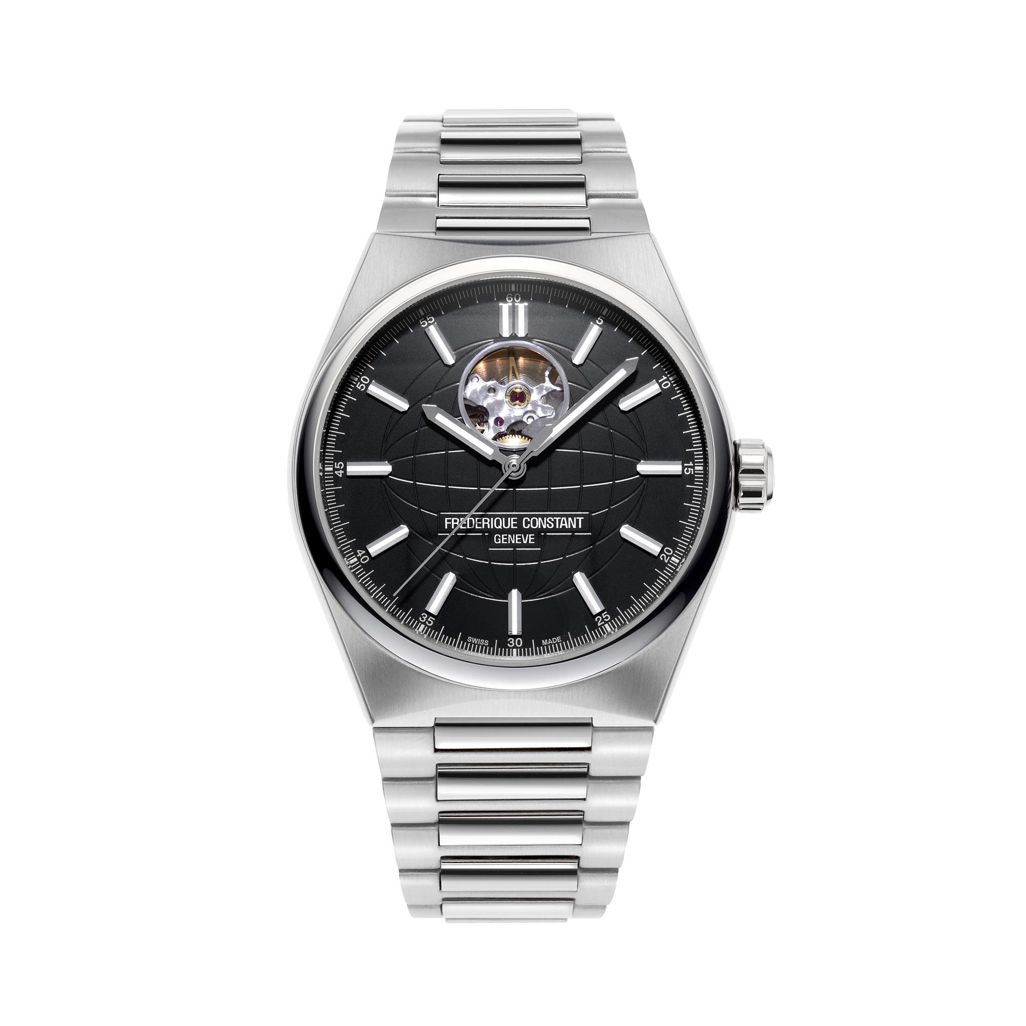 Frederique Constant Highlife Heart Beat Automatic 41mm men stainless steel Rubber One Size Black