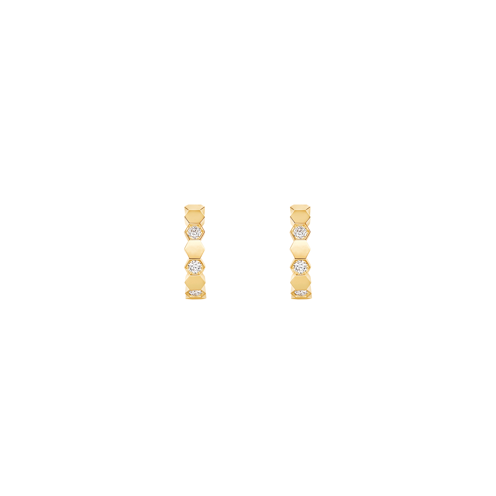 Boucles d'oreilles anneaux Bee de Chaumet en or jaune avec diamants, petit modèle